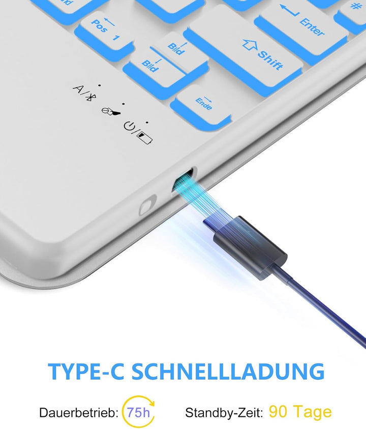 Hülle mit Tastatur für iPad 11. Gen A16 (2025) & 10. Gen (2022), Deutsch QWERTZ, 7-Farben Beleuchtun