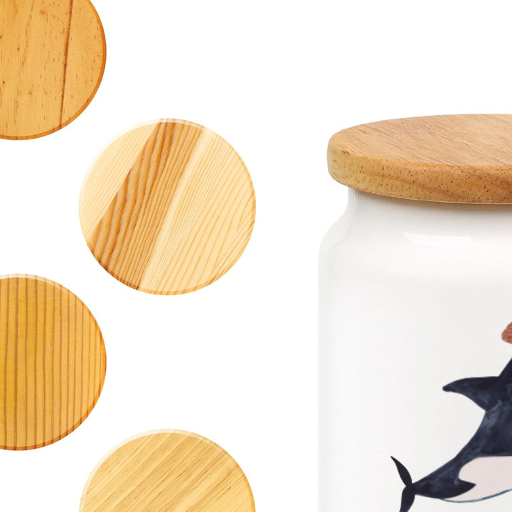 Mr. & Mrs. Panda Kaffeedose Orca Zylinder - Geschenk, Fest, Meer, Glückwunsch, Keksdose, Geburtstag,