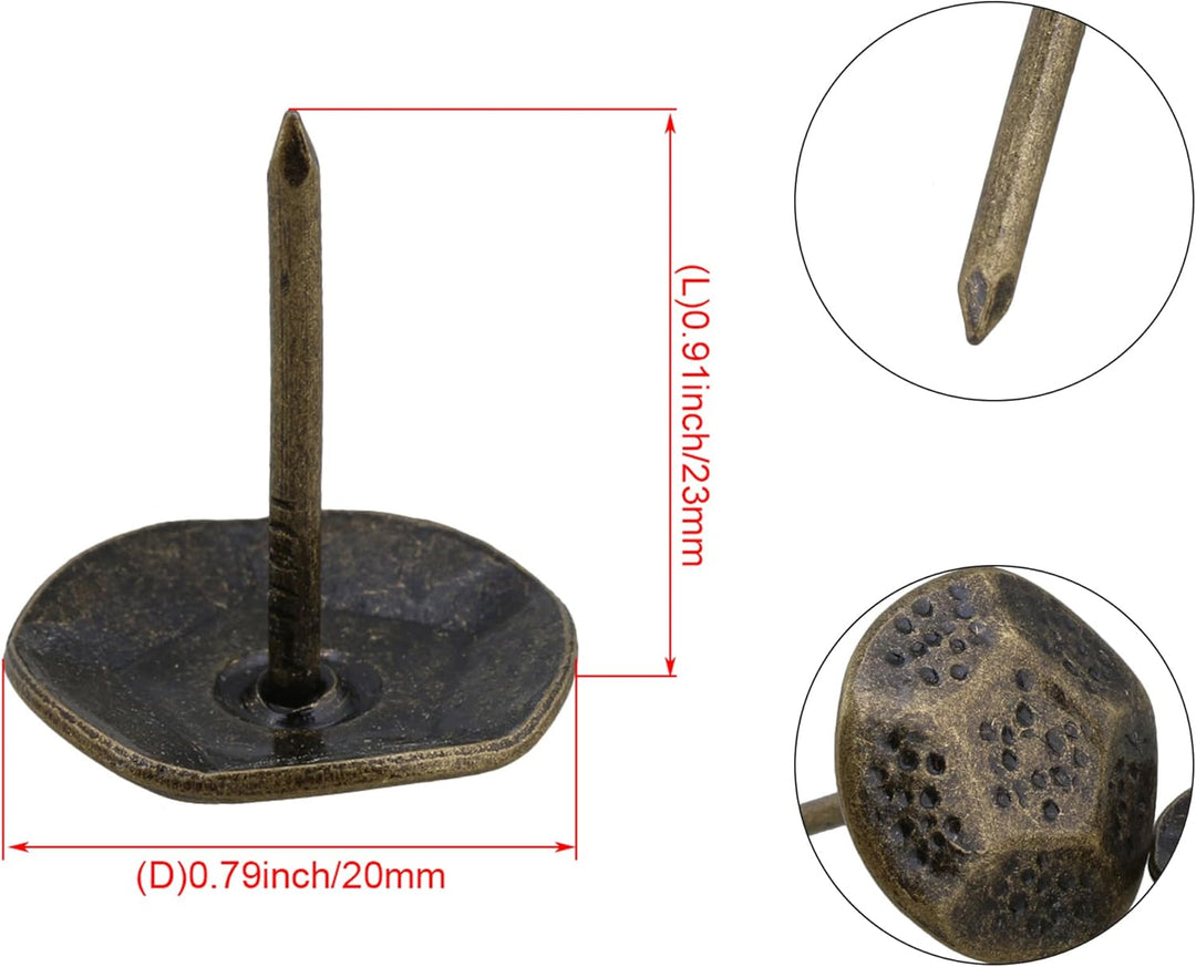 Yibuy Möbelnägel, 23 x 20 mm, bronzefarben, 50 Stück