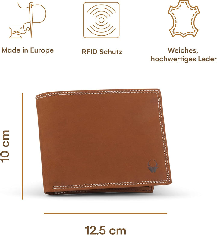 DONBOLSO Geldbörse Zürich I Grosses Portemonnaie aus Leder für Herren I Geldbeutel und RFID Schutz I