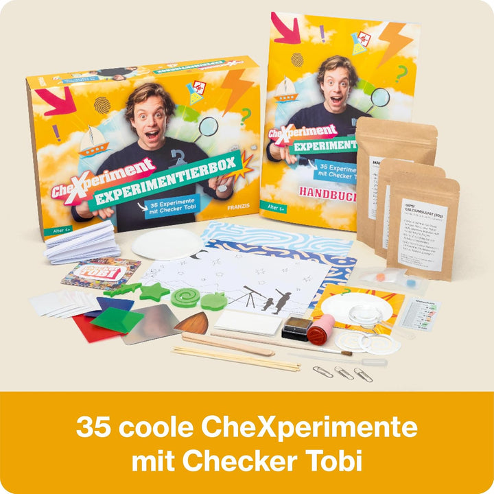 FRANZIS 67198 - CheXperiment Experimentierbox: 35 Experimente mit Checker Tobi. Ab 6 Jahren