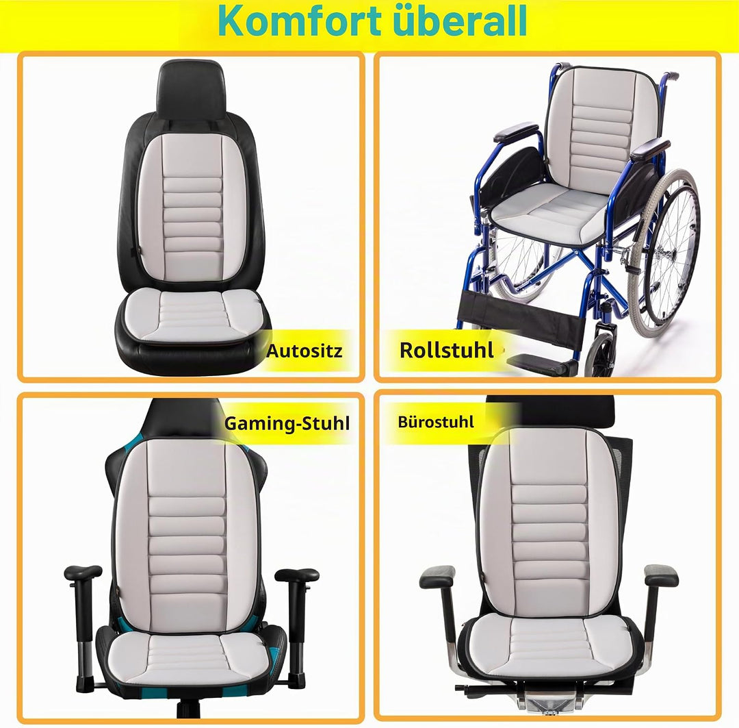 kingphenix Autositzkissen mit Rückenstützkissen: Verbessertes Komfort-Memory-Schaum-Design zur Schme