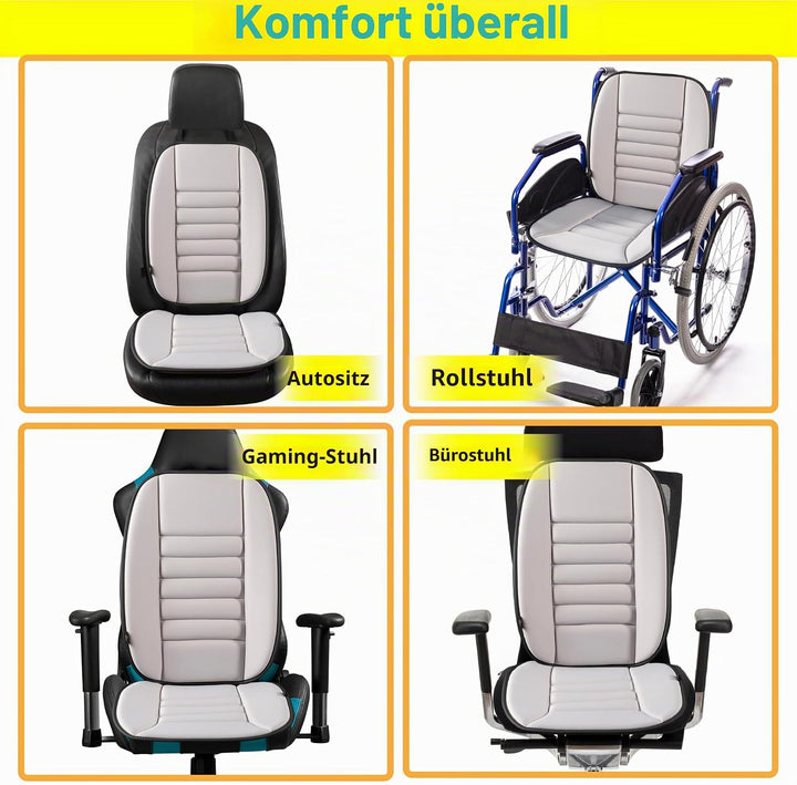 kingphenix Autositzkissen mit Rückenstützkissen: Verbessertes Komfort-Memory-Schaum-Design zur Schme