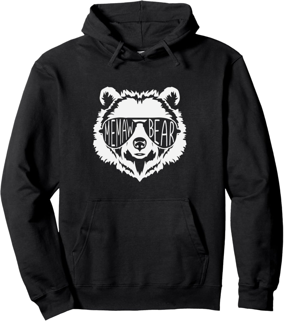 memaw Bear Face with Sunglasses Pullover Hoodie