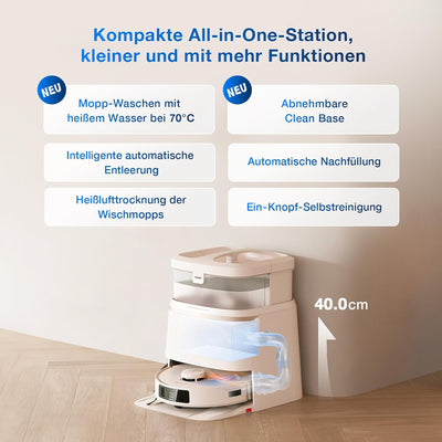 ECOVACS DEEBOT T30 PRO OMNI Roboter Staubsauger mit Mini-Station, mit TruEdge™ Mopping Technolgie, Z