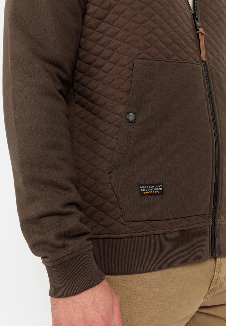 camel active Herren Gesteppte Sweatjacke mit Kapuze XXL Braun, XXL Braun