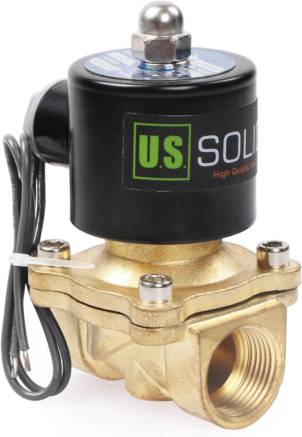 U.S. Solid 3/4" G 24V DC Messing Magnetventil Direktgesteuert für Wasser Luft Gas Öl NC Brass Soleno