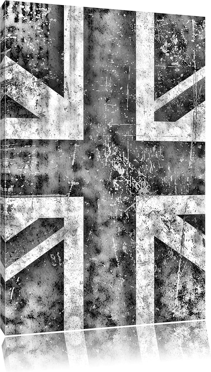 Monocrome, Union Jack, Format: 100x70 auf Leinwand, XXL riesige Bilder fertig gerahmt mit Keilrahmen