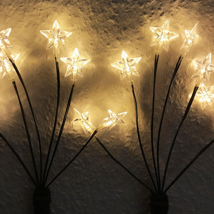 Mojawo LED - Gartenleuchtstäbe 'Stern' 4er Set 6 Lichter per Stab, inkl. Erdspiesse