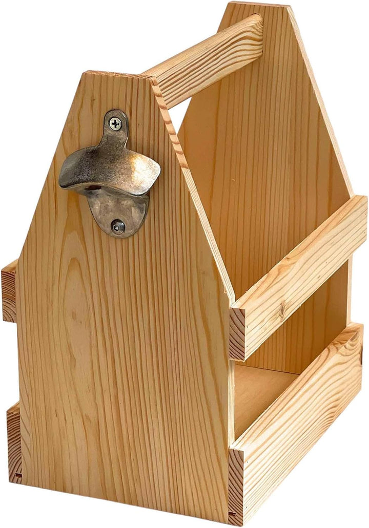 DanDiBo Flaschenträger 6 Flaschen Holz Bierträger mit Flaschenöffner 93945 Männerhandtasche