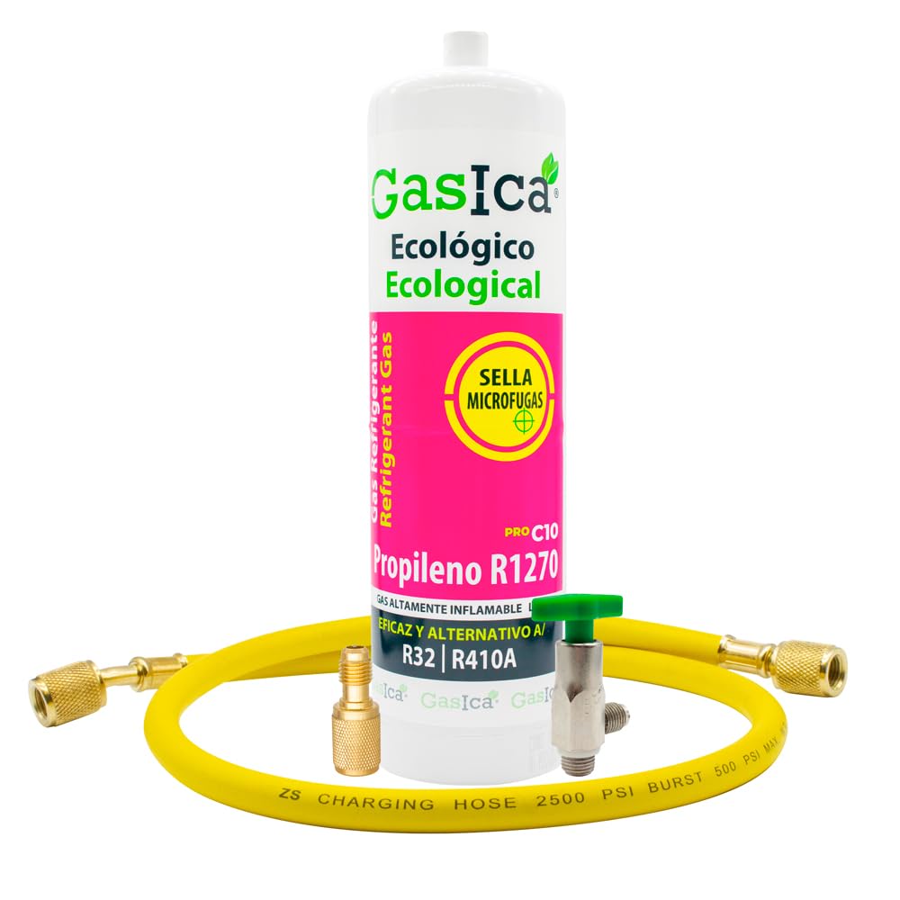 Gaskühlgas C10 kompatibel mit R32 R410A Ventil im Lieferumfang enthalten (Flasche + Schlauch + Adapt
