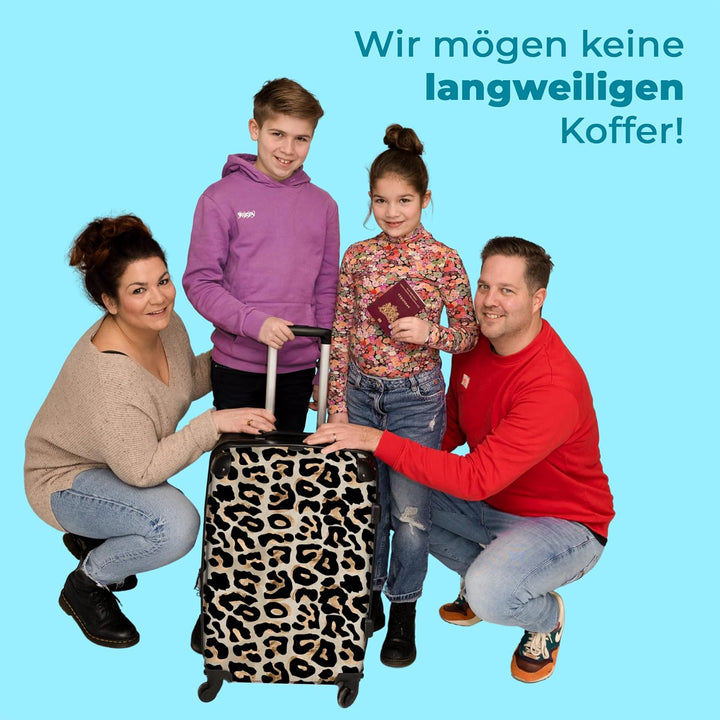 Teenager Mädchen Geschenke Trolley Koffer Reisetasche mit Rollen Suitcase Kinder - Panther Druck - T