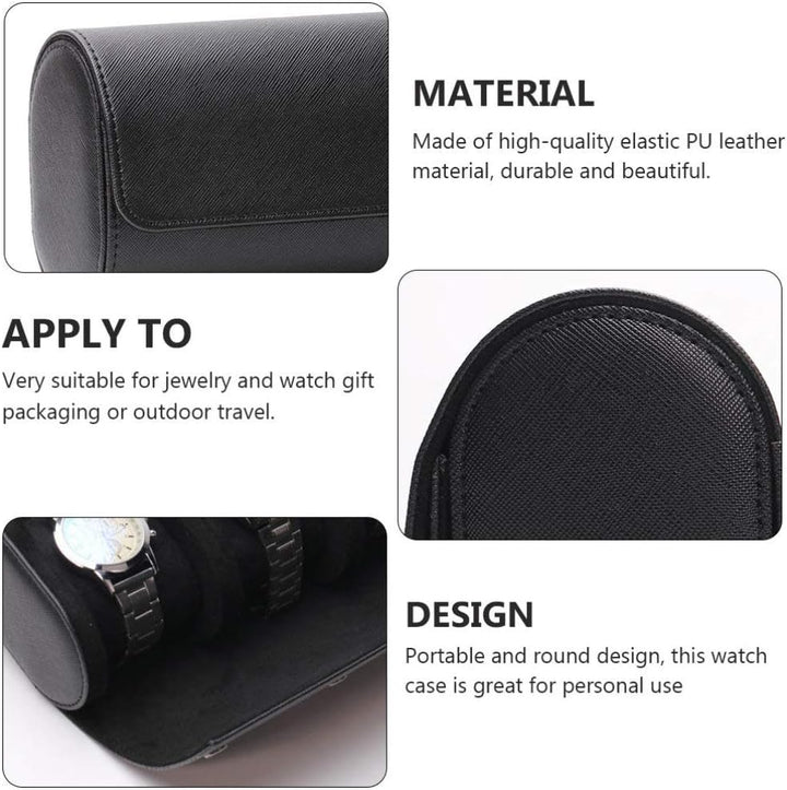 iplusmile Uhrenrolle Reisekoffer- Upgrade Retro Runde Uhr Organizer Box PU Leder 3- Slot- Uhrenspeic