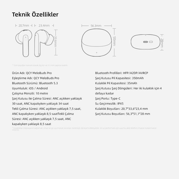 QCY HT08 MeloBuds Pro Hi-Res LDAC Adaptive ANC 6 Mikrofon Bluetooth 5.3 Wireless Kopfhörer Weiss