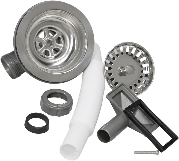 Ablaufgarnitur Spüle 110mm, Abflusssieb Mit überlauf, Edelstahl Siebkorbventil Spülbecken Ablaufgarn