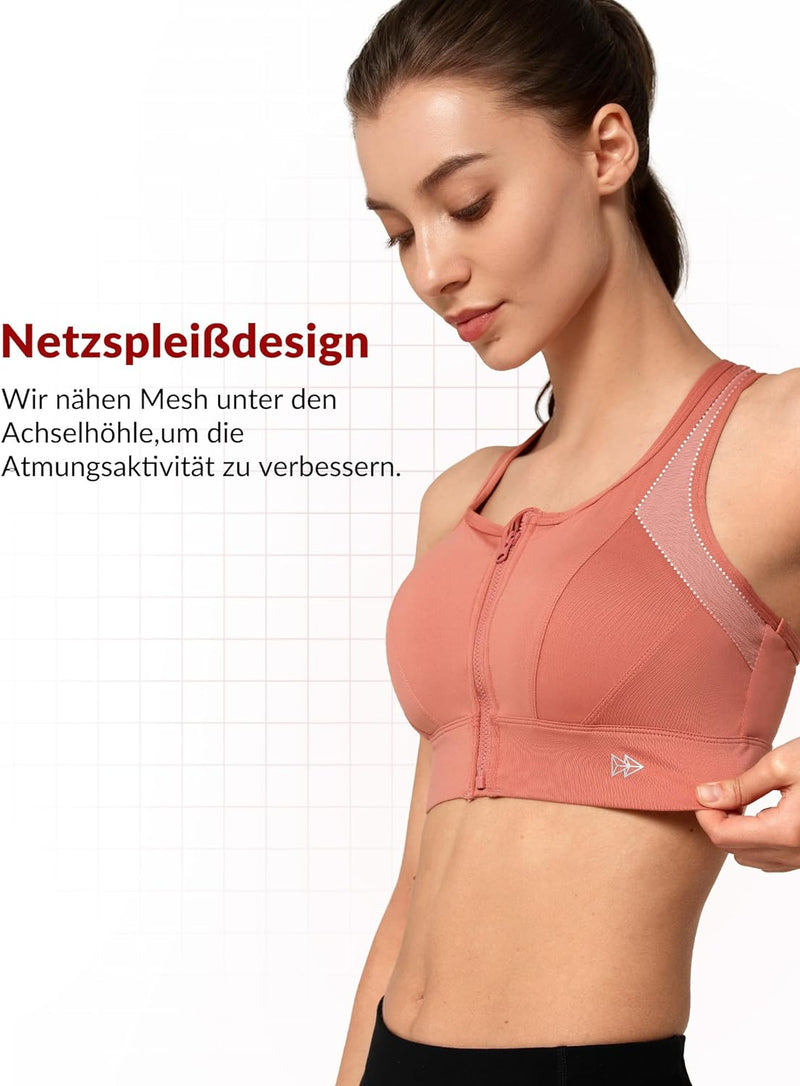 Yvette Starker Halt Sport BH Grosse Brüste mit Vorderverschluss Mesh Ringerrücken Ohne Bügel für Fit