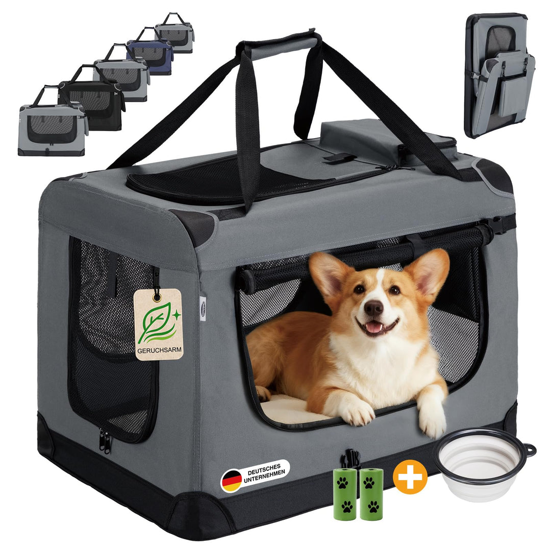 Zedelmaier Hundebox Faltbar Hundetransportbox, M 60x44x42cm, robust Transportbox für Hund &amp; Katze Gr