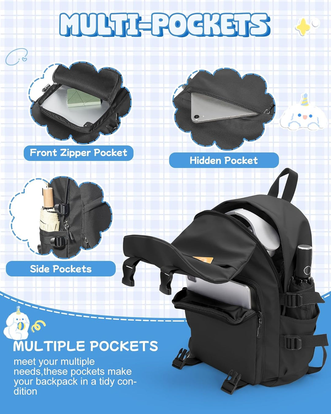 SZLX Schulrucksack Damen Leichte Schultasche Casual Daypack College Laptop-Rucksack für Männer Fraue
