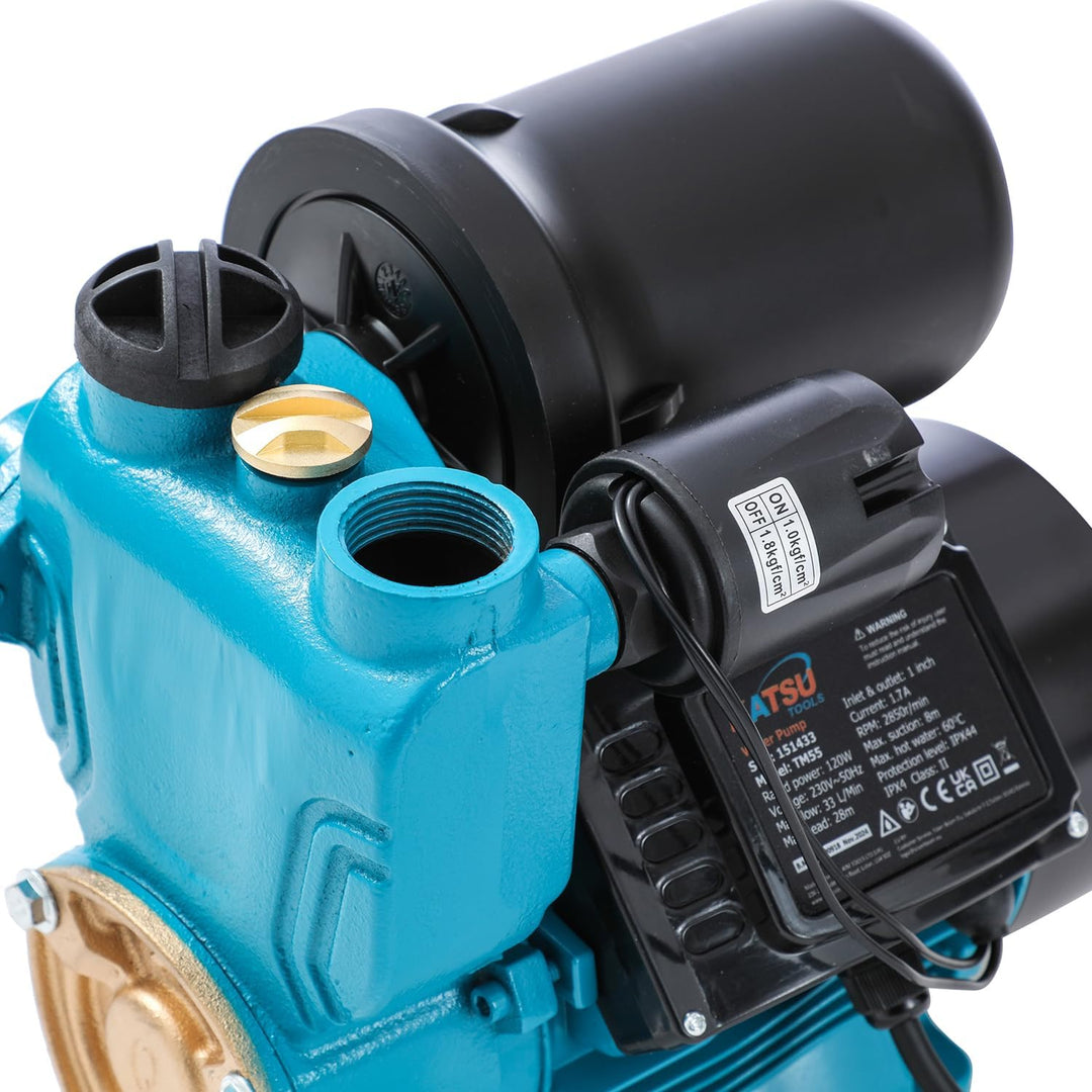 KATSU Wasserpumpe Hauswasserwerk Gartenpumpe 150W, Abschaltautomat mit einstellbarer Druckregelung,