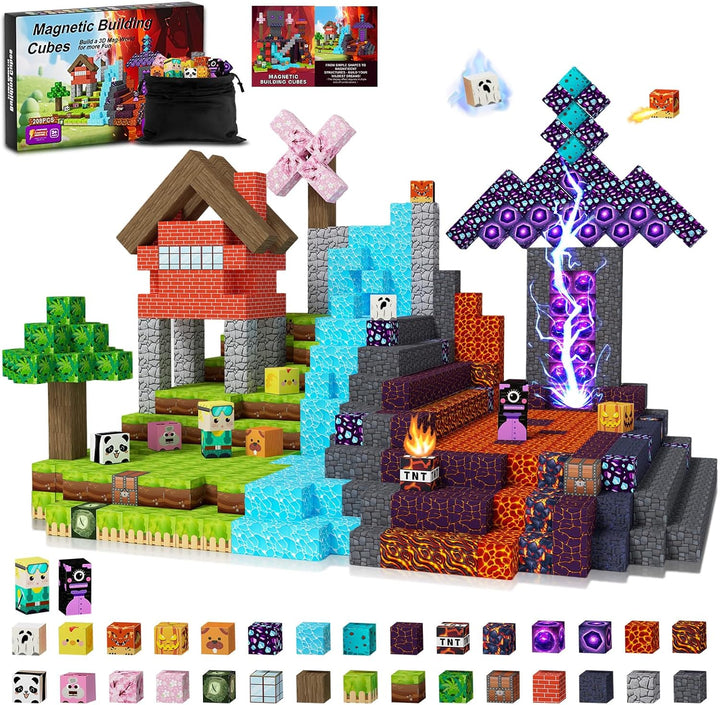 JOMBY Magnetische Bausteine - 208 Teile Magnetbausteine Set, Kreative STEM Spielzeug für Kinder 3+,