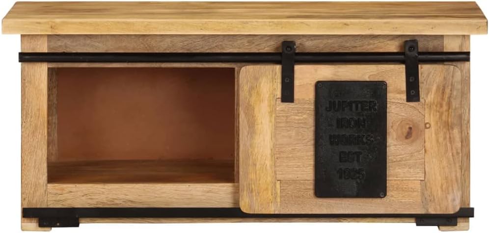 vidaXL Mangoholz Massiv TV Schrank mit Schiebetür Lowboard TV Möbel Board Sideboard Fernsehtisch Fer