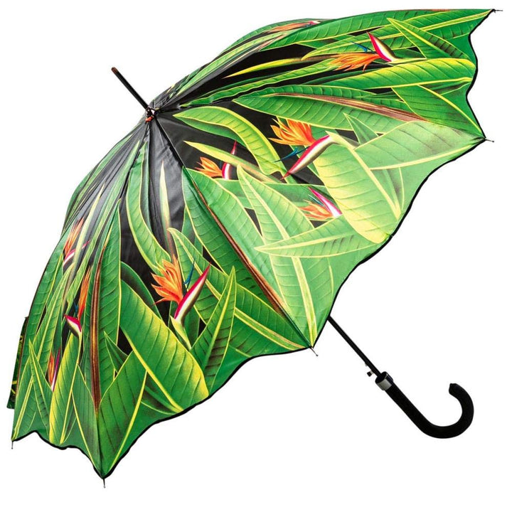 LUCKYWEATHER Regenschirm Stockschirm Damen Motiv Strelitzien Auf-Automatik I Stockregenschirm gross