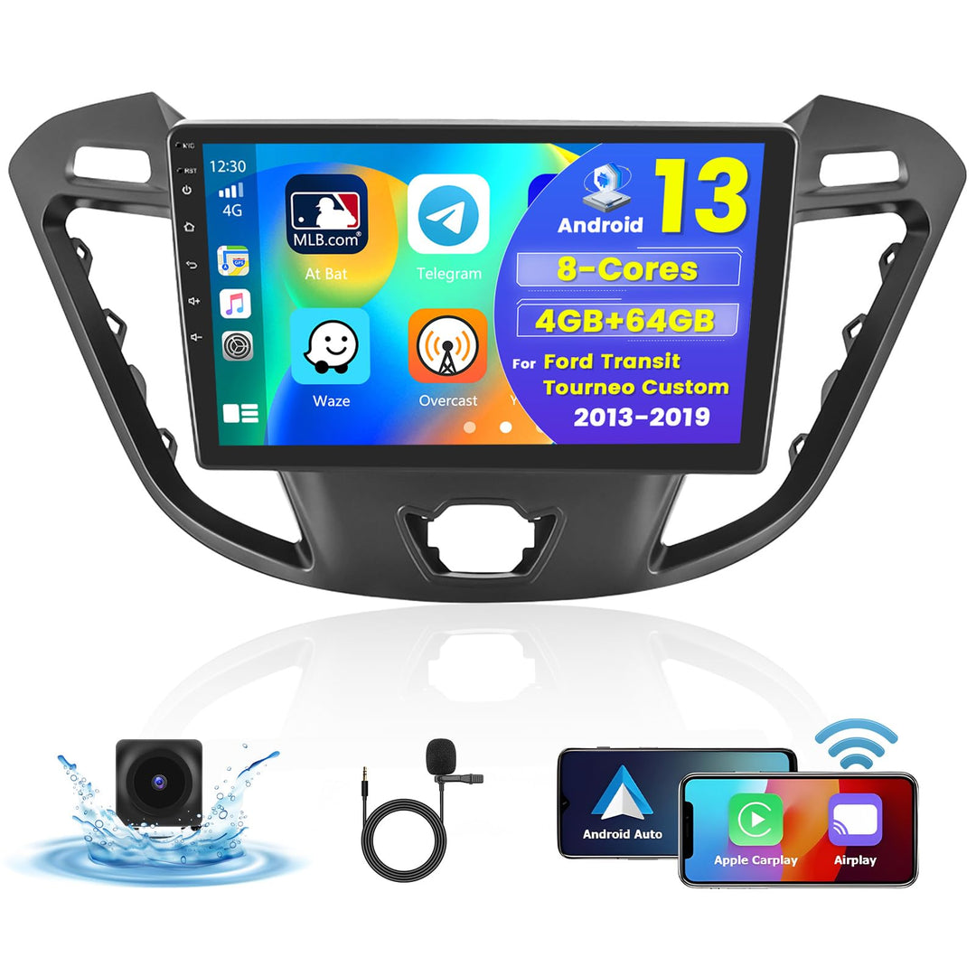 [8Cores 4G+64G] Hikity Autoradio Android 15 Für Ford Transit Tourneo Custom 2013-2019 9Zoll Touch Di