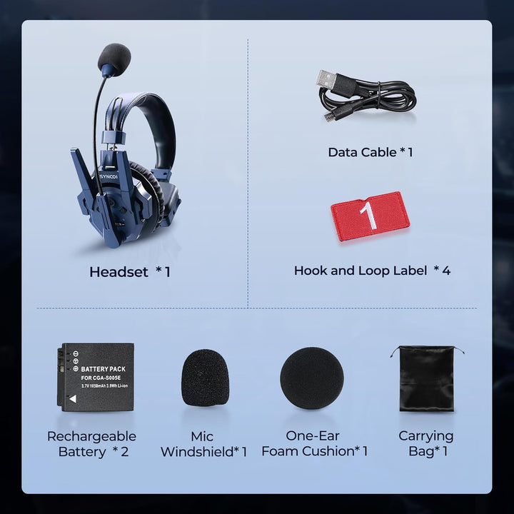 SYNCO Xtalk Master Wireless Intercom Headset System, 2,4 GHz Full-Duplex, 500 m Reichweite, Masterfr