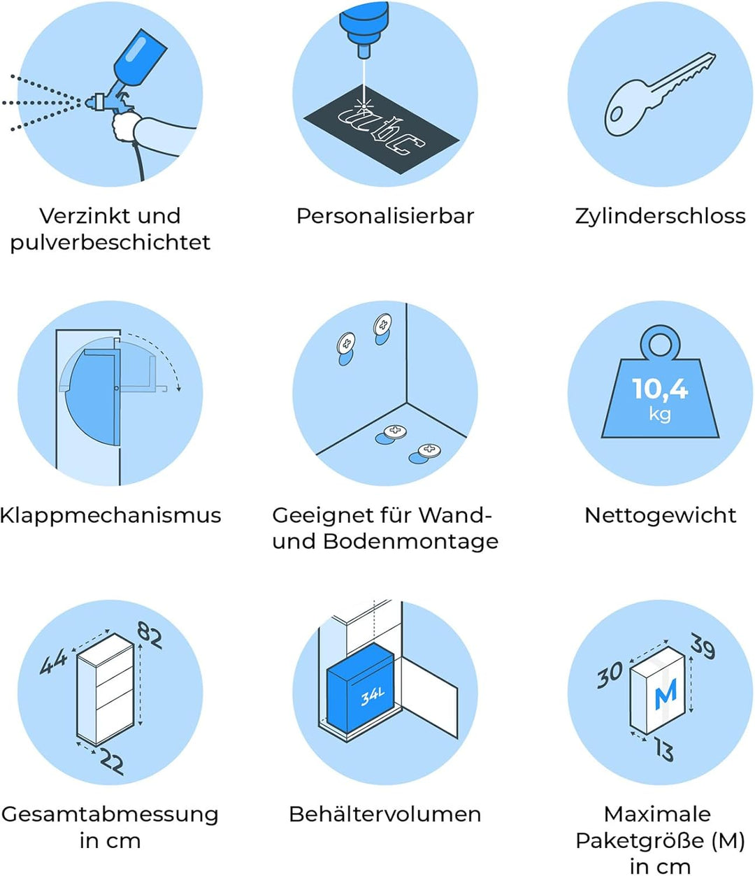 Metzler moderner Paketbox mit Ständer in Anthrazitgrau matt RAL 7016 personalisiert mit Edelstahl Ha