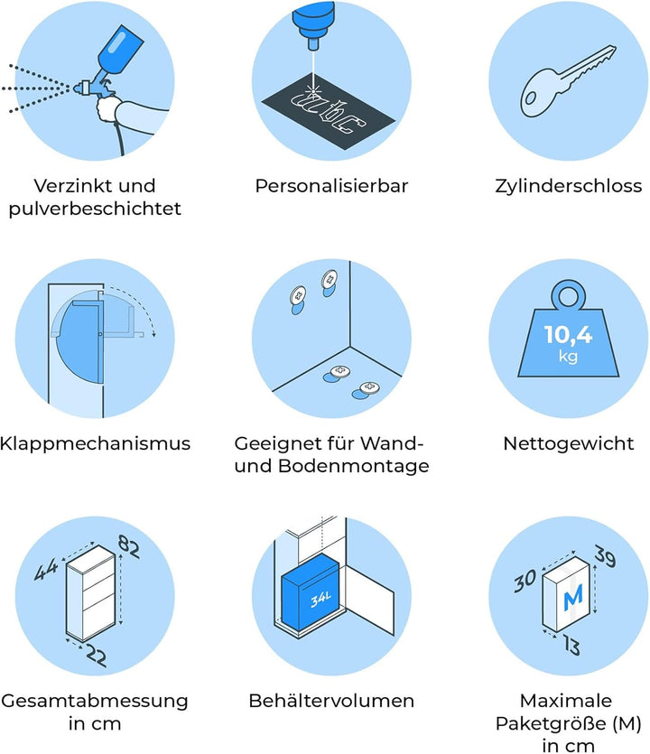 Metzler moderner Paketbox mit Ständer in Anthrazitgrau matt RAL 7016 personalisiert mit Edelstahl Ha