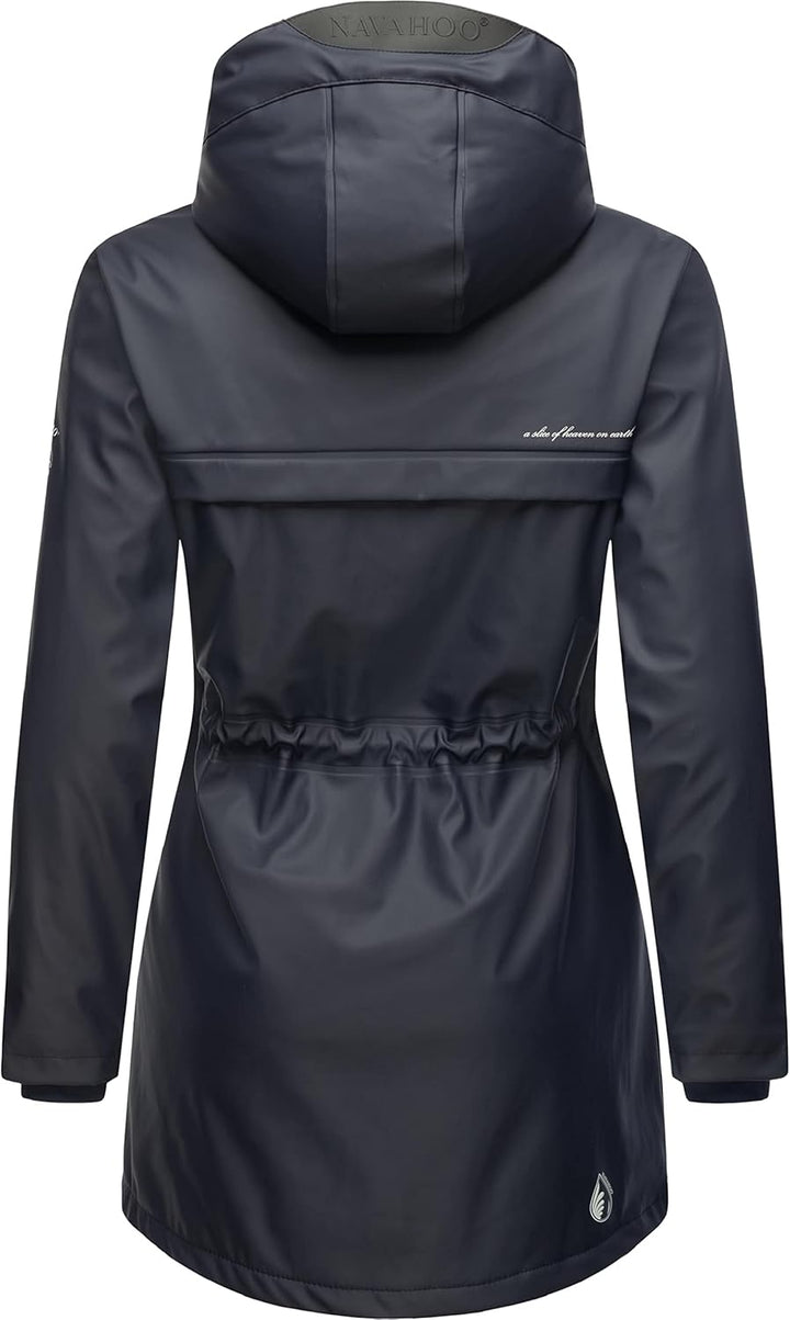 Navahoo Damen Übergangsjacke Regenmantel wasserdicht lang warm gefüttert mit Kapuze Rainy Forest XS-