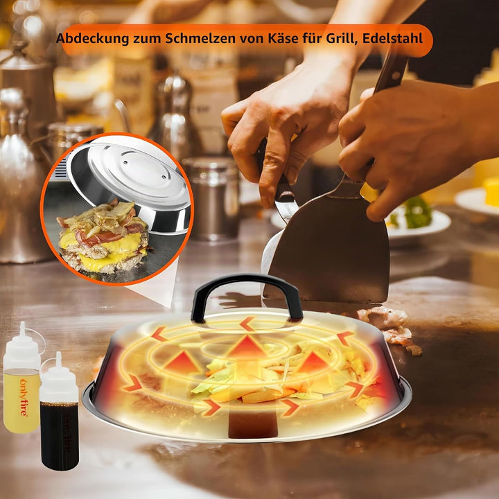 Onlyfire FPA-5117 Professionelles BBQ Grillspachtel Set Grillwender Ideal für Plancha Kochplatte, mi