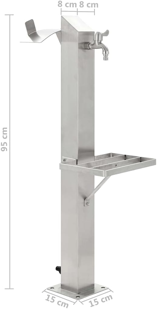 Festnight Wassersäule Garten Mit Wasserhahn Edelstahl Quadratisch Wassersäule 95 cm Gartenwasserhahn