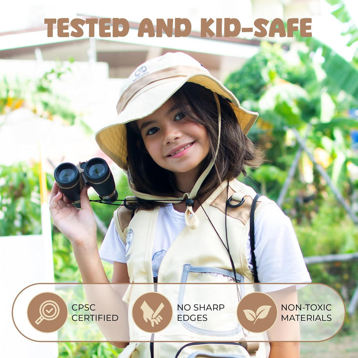 Entdecker-Set für Kinder mit Safariweste, Hut & Insektenfang-Set – Abenteuerführer & Schnitzeljagd –