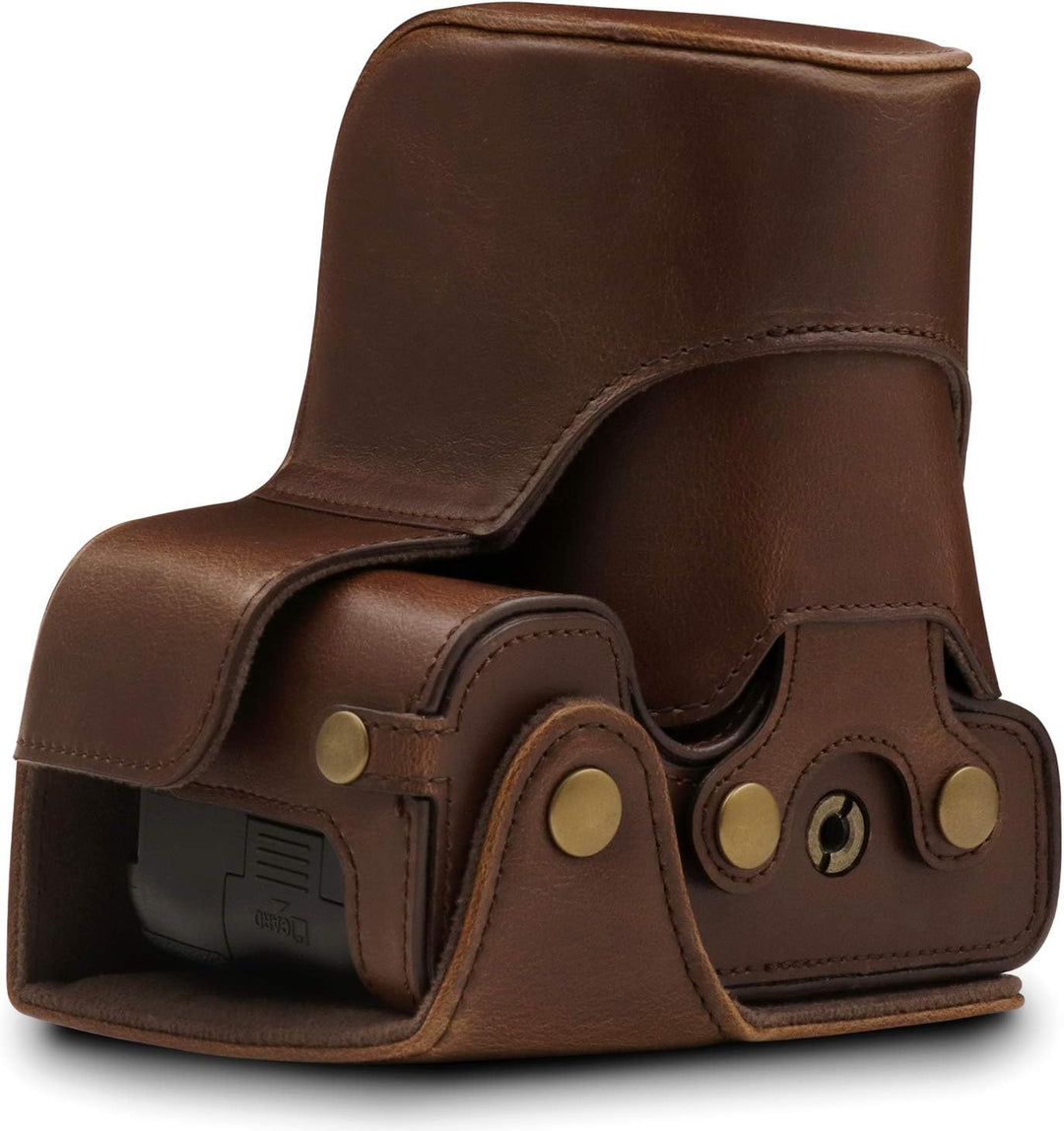 MegaGear MG1536 Nikon D3500 Ever Ready Leder Kamera-Case mit Trageriemen - Dunkelbraun, Dunkelbraun