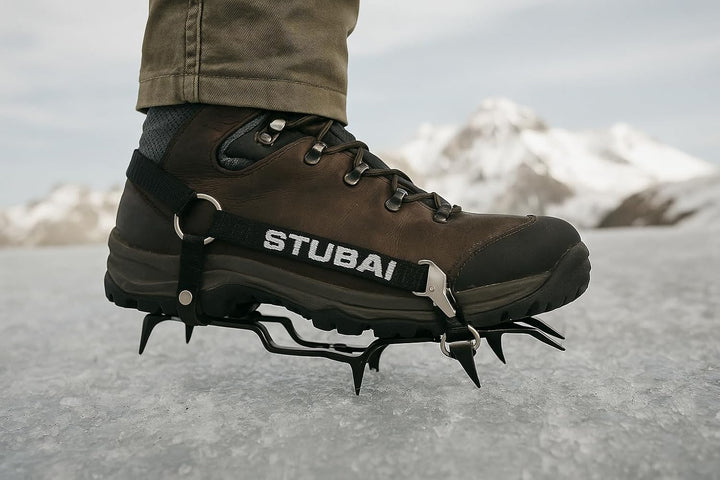 STUBAI Fusseisen Antislip | Riemenbindung | Rutschsicherung für Schuhe, für Outdoor- und Bergsportak