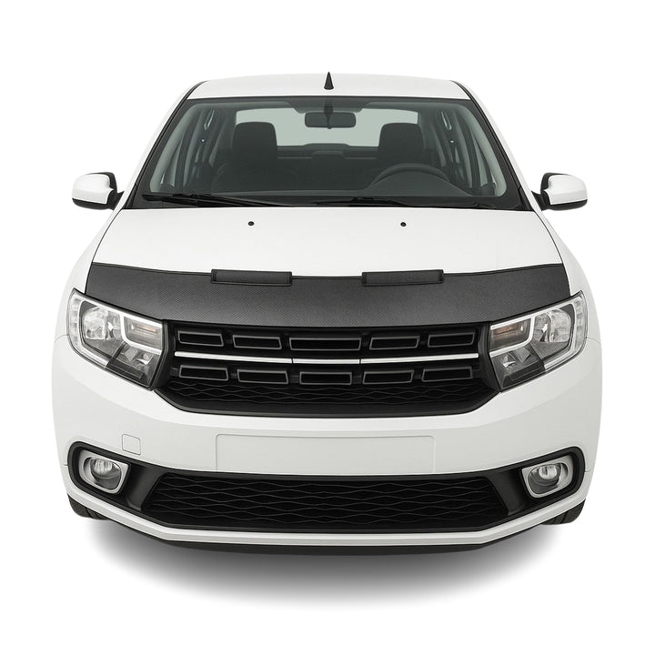 OMAC Haubenbra Steinschlagschutz Bonnet Bra kompatibel mit Dacia Logan 2012-2021 Carbon Halb Schwarz