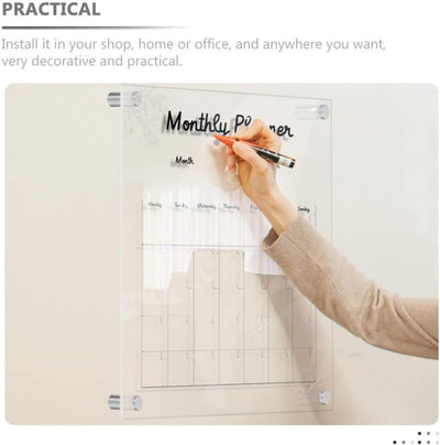 Milisten 1 Set Acryl Monatsplaner Tafel trocken abwischbar Kalender Tafel Tafel Transparent Nachrich