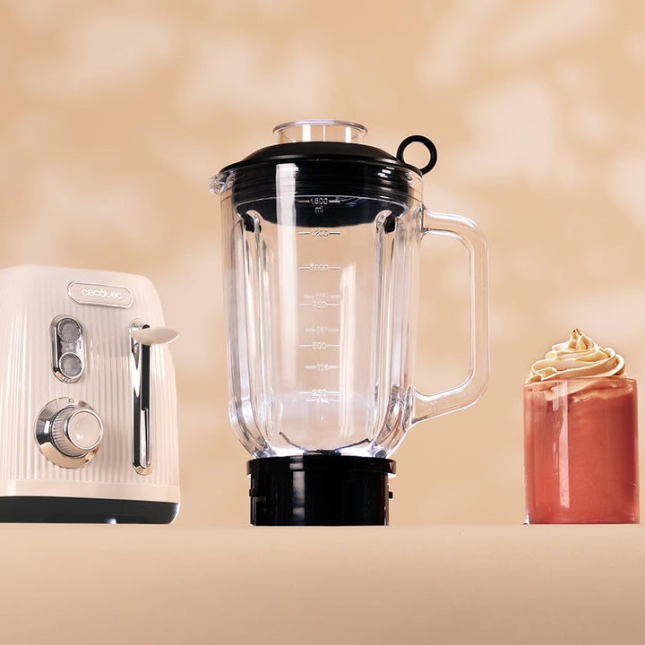 Cecotec Standmixer Retro Power Black Titanium RetroBeige. 1200W Maximale Leistung, 2 Geschwindigkeit