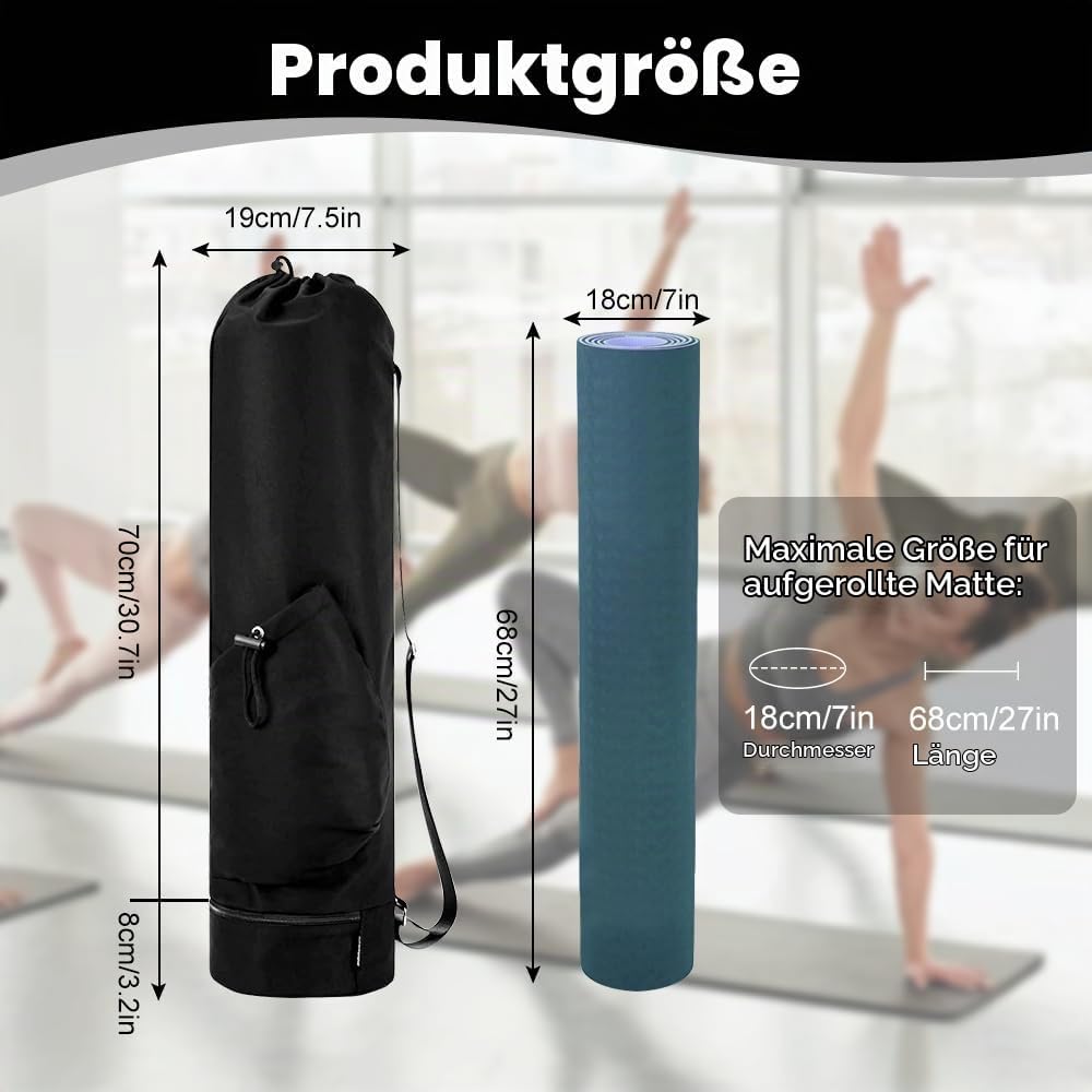Yogatasche, Yogamatte Tasche mit Verstellbarem Schultergurt Yoga Tasche Gross mit Nassfach und Flasc
