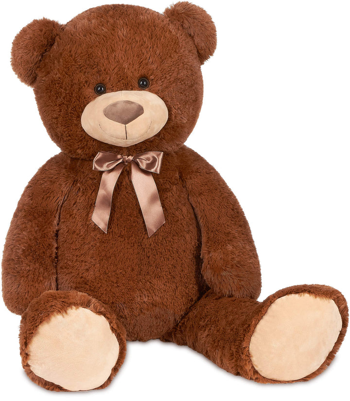 BRUBAKER XXL Teddybär 100 cm - Dunkelbraun - Stofftier Plüschtier Kuscheltier Braun, Braun