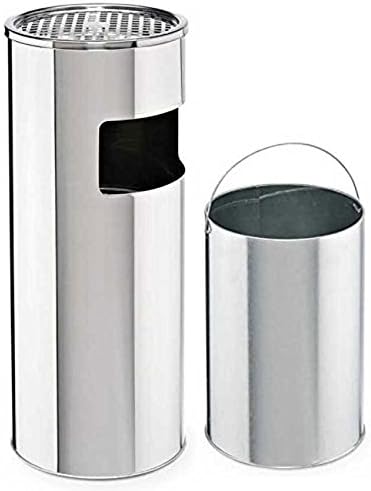 SVITA Standaschenbecher 30 Liter Edelstahl silber Mülleimer Aschenbecher Abfalleimer mit Inneneimer,