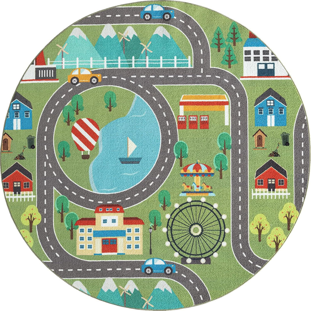 the carpet Happy Life – Kinderteppich Spielteppich Strassen- und Stadtmotiv mit Auto, rutschfest & p