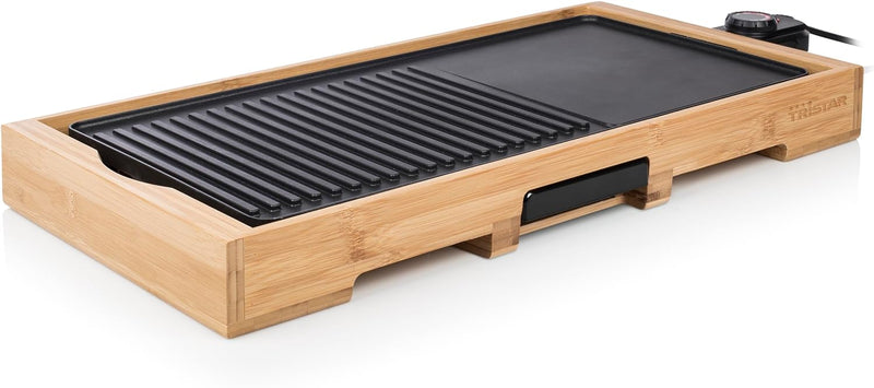 Tristar BP-2641 Bambus XL-Kombinierter Grill mit Teppanyaki-51 x 25,4 cm, Bamboo