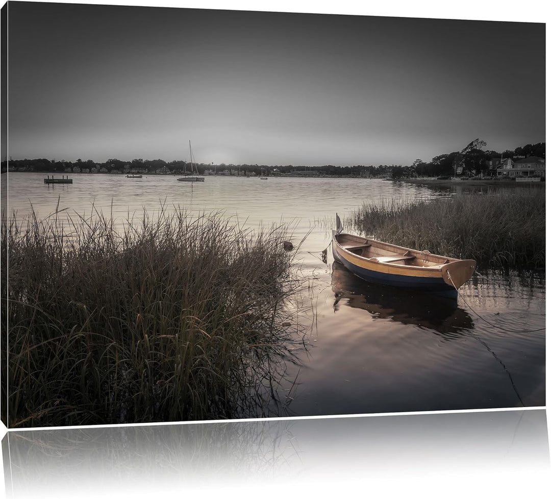 Pixxprint Segelschiffe an der Küste als Leinwandbild/Grösse: 100x70 cm/Wandbild/Kunstdruck/fertig be