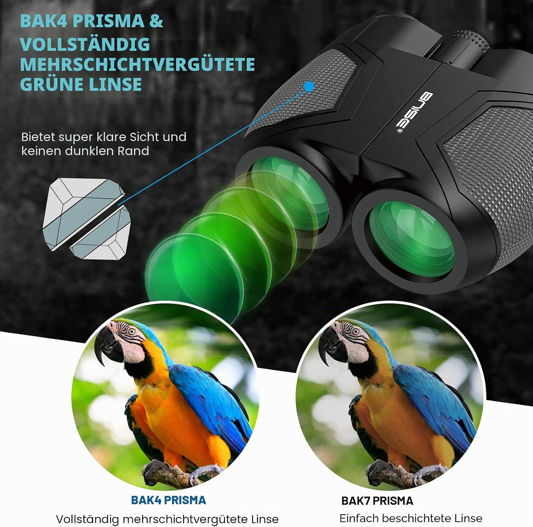 12x25 Kompaktes Fernglas für Erwachsene und Kinder, kleines Fernglas mit Low Light Vision für Vogelb