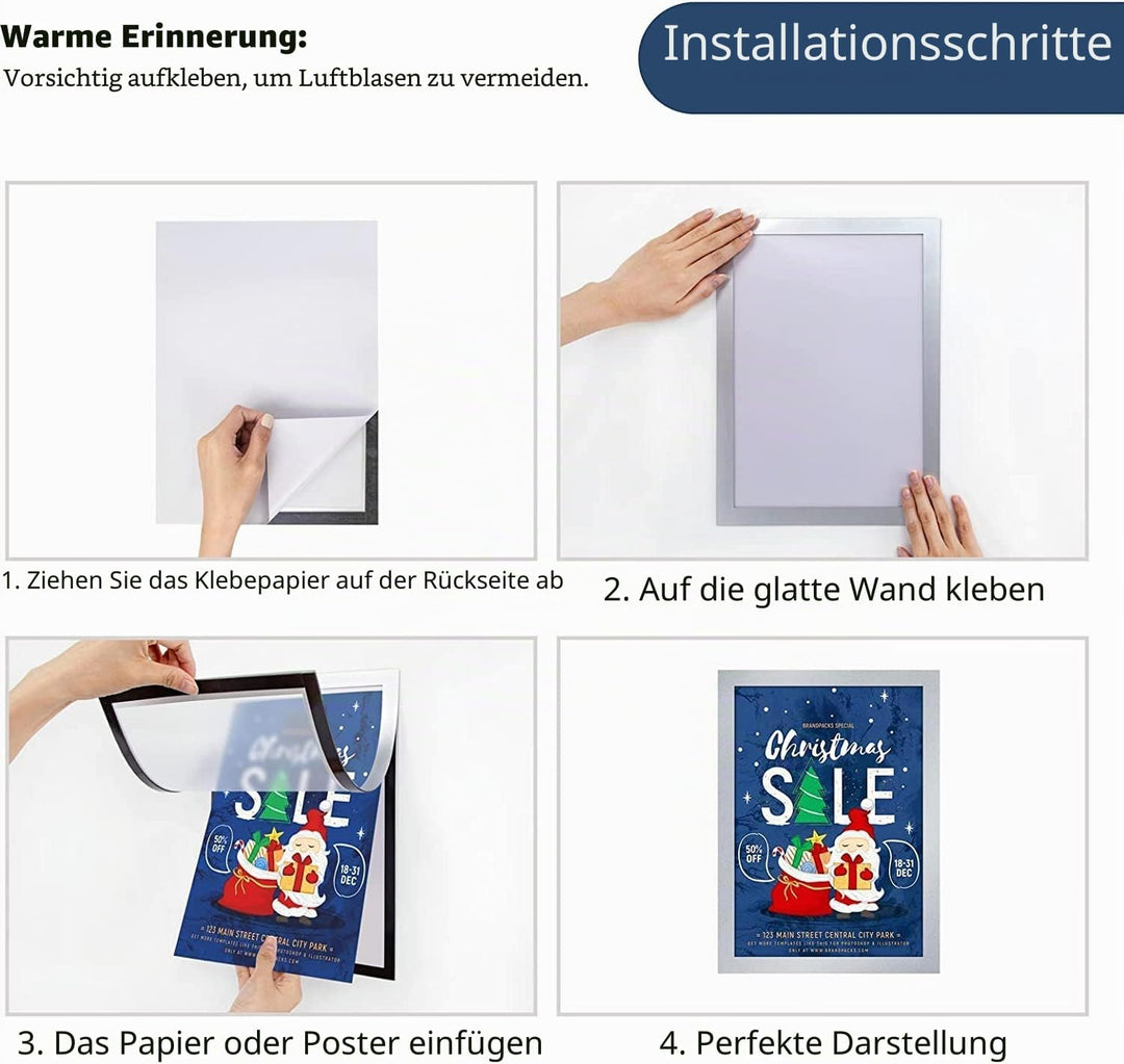 VAIIGO Magnetrahmen Info-Rahmen Selbstklebend mit Magnetverschluss für Informationsrahmen DIN A4 For