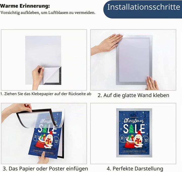 VAIIGO Magnetrahmen Info-Rahmen Selbstklebend mit Magnetverschluss für Informationsrahmen DIN A4 For
