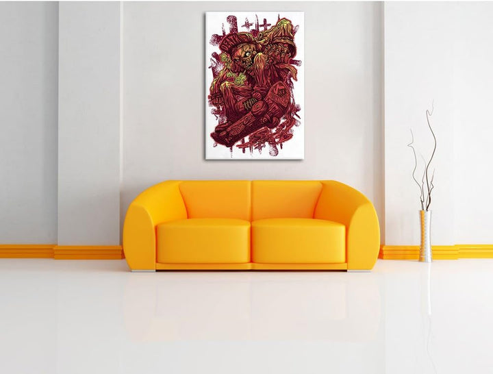 Pixxprint Deadly Skate White Bild auf Leinwand, XXL riesige Bilder fertig gerahmt mit Keilrahmen, Ku