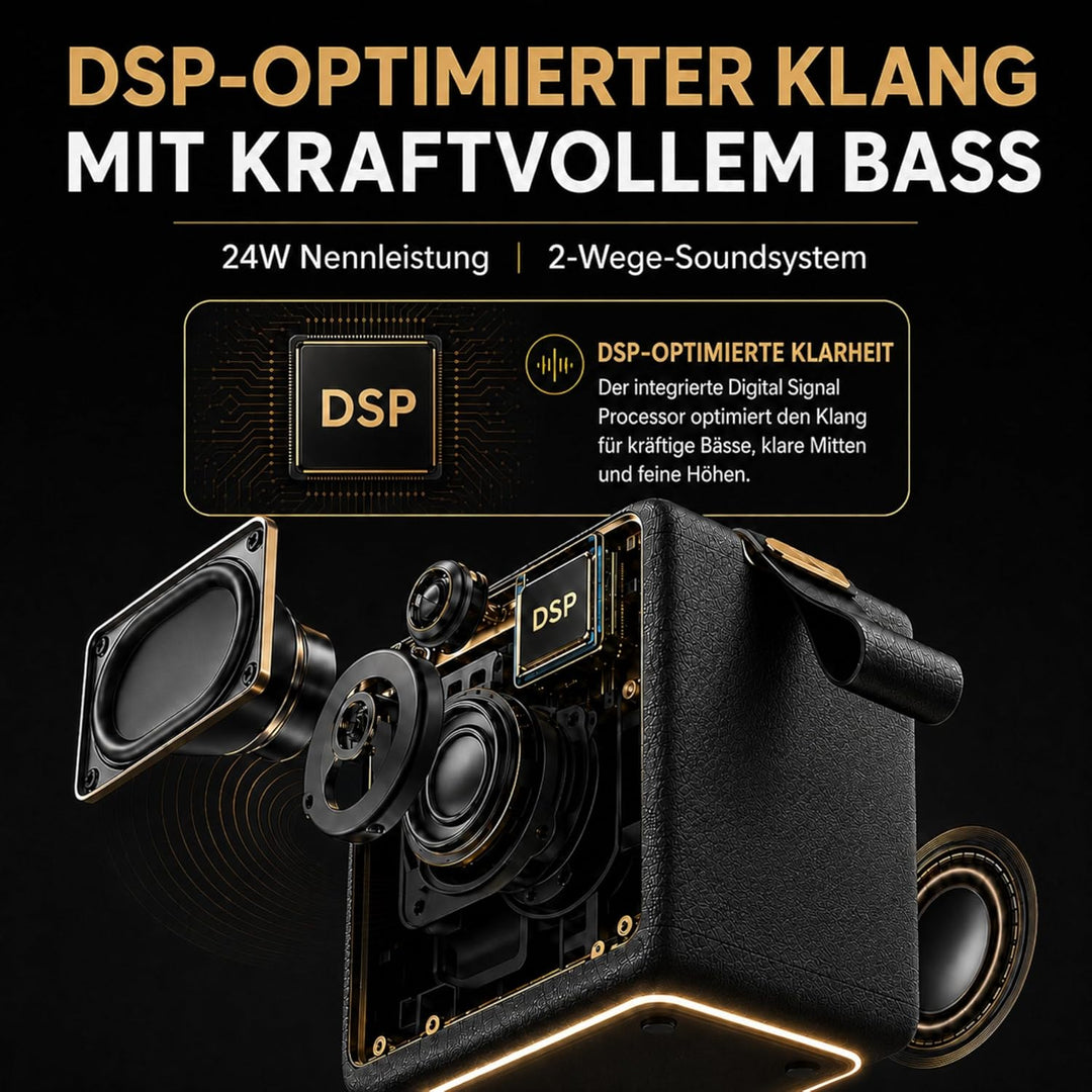 MG II Bluetooth Lautsprecher 40W, Tiefer Bass mit DSP, RGB Licht, IPX7 Wasserdicht, Dual-Treiber,17H